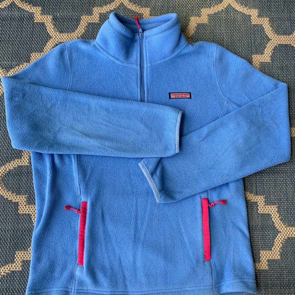 Vineyard Vines blue and pink fleece pullover. - Picture 3 of 7